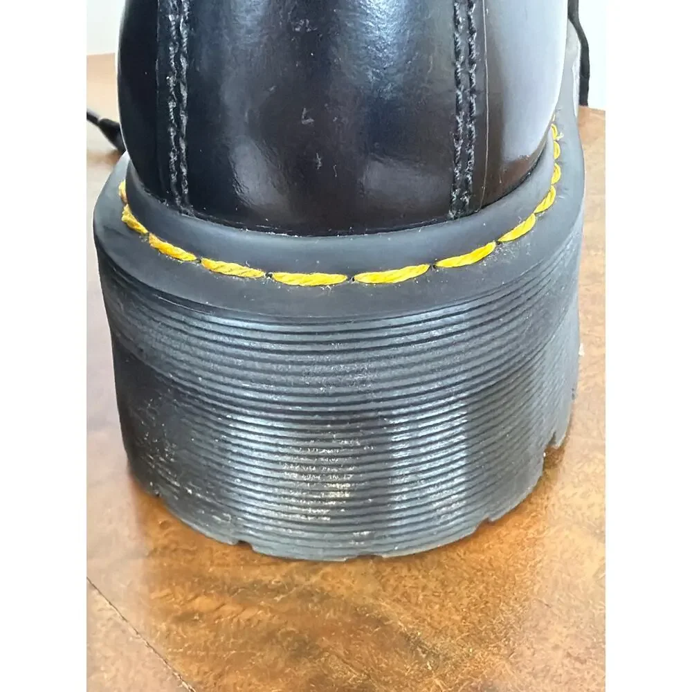 Dr. Martens Molly Black Patent Leather Platform 6 Eye Airwair Boots L11 EU43